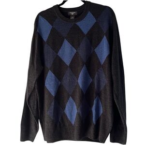 Men’s Dockers crew neck sweater-charcoal grey/blue size large